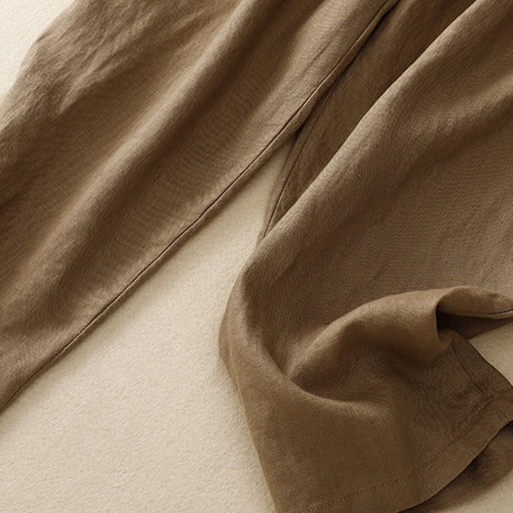 Buddha Stones Vintage Wysokie Spodnie Haremowe Z Sznurkiem Z Bawełny Lnianej Z Kieszeniami - image 6