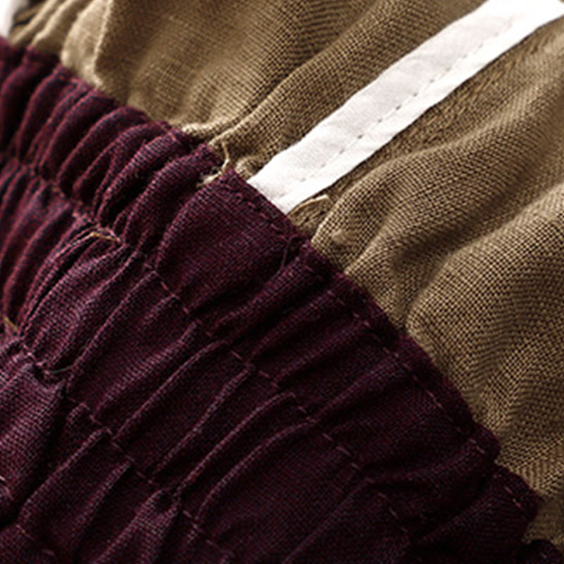 Buddha Stones Vintage Wysokie Spodnie Haremowe Z Sznurkiem Z Bawełny Lnianej Z Kieszeniami - image 5