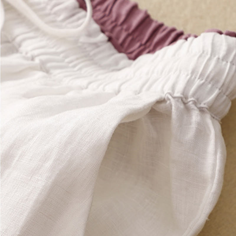 Buddha Stones Vintage Wysokie Spodnie Haremowe Z Sznurkiem Z Bawełny Lnianej Z Kieszeniami - image 22