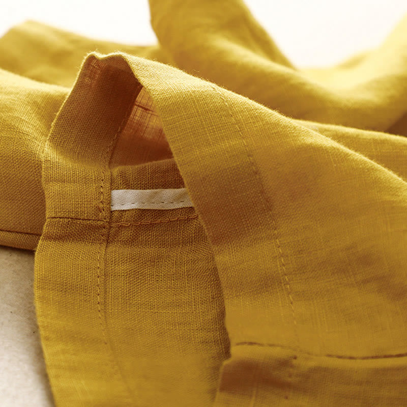 Buddha Stones Vintage Wysokie Spodnie Haremowe Z Sznurkiem Z Bawełny Lnianej Z Kieszeniami - image 16