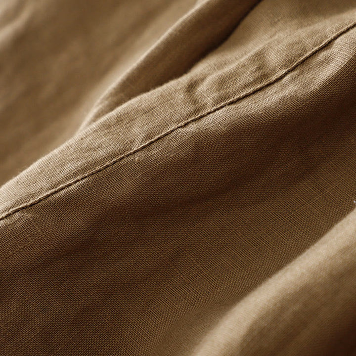 Buddha Stones Vintage Wysokie Spodnie Haremowe Z Sznurkiem Z Bawełny Lnianej Z Kieszeniami - image 4