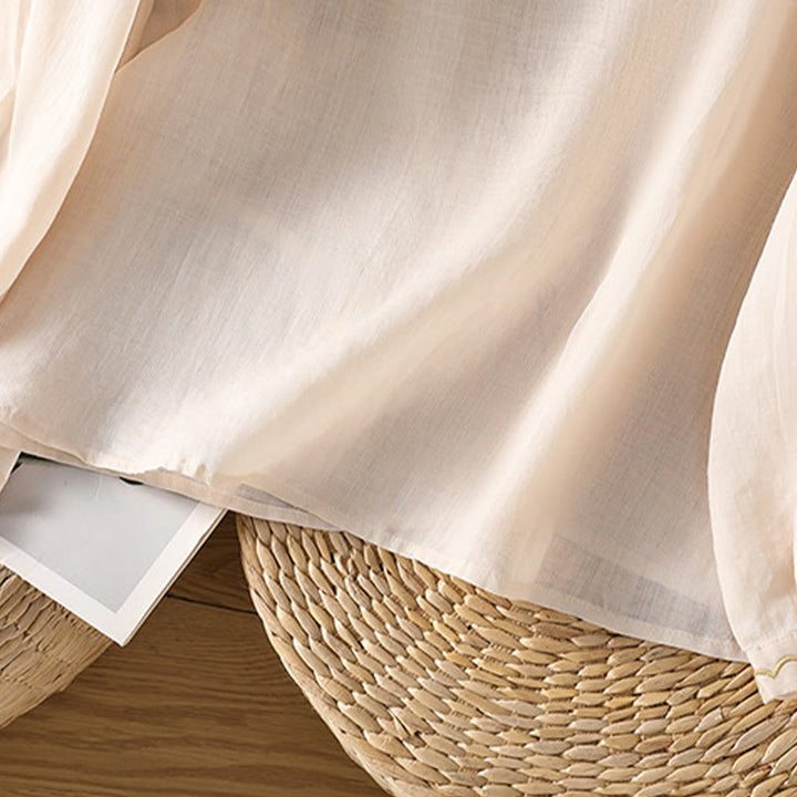 Buddha Stones Etniczne Haftowane Okrągły Dekolt Bawełna Len Sweter Odzież - image 31