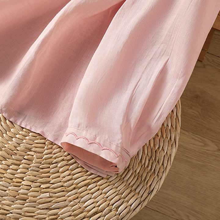 Buddha Stones Etniczne Haftowane Okrągły Dekolt Bawełna Len Sweter Odzież - image 25