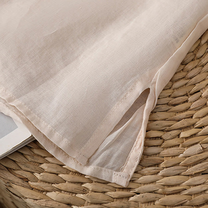 Buddha Stones Etniczne Haftowane Okrągły Dekolt Bawełna Len Sweter Odzież - image 32