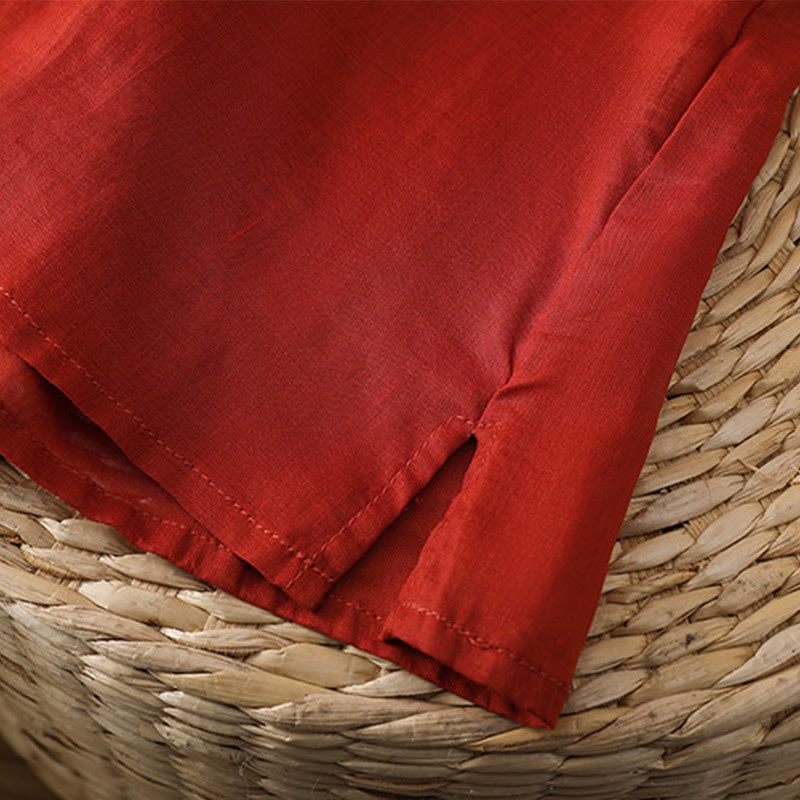 Buddha Stones Etniczne Haftowane Okrągły Dekolt Bawełna Len Sweter Odzież - image 16