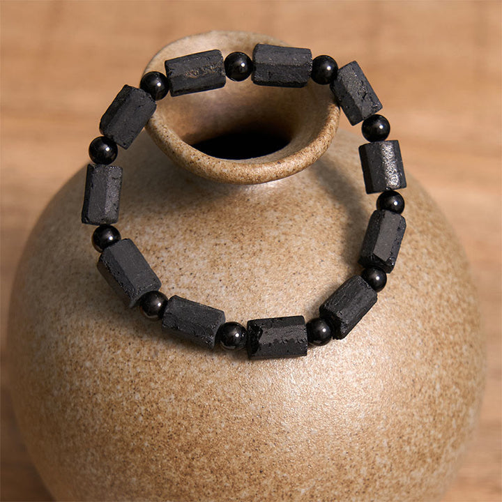 Bransoletka z Buddha Stones z czarnego turmalinu i mądrości