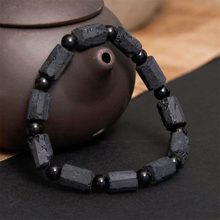 Bransoletka z Buddha Stones z czarnego turmalinu i mądrości