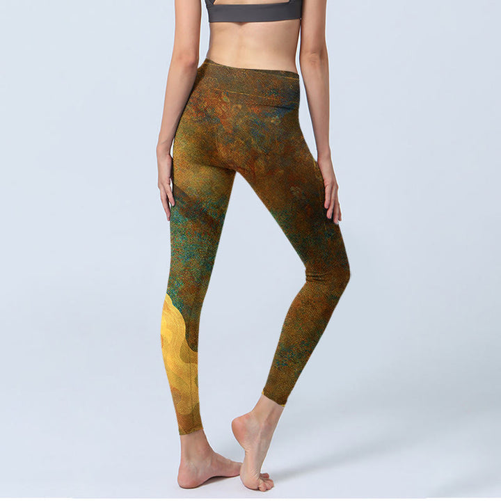 Buddha Stones Pomyślne Chmury Drukuj Lycra Tkanina Fitness Legginsy Damskie Spodnie Do Jogi - image 4