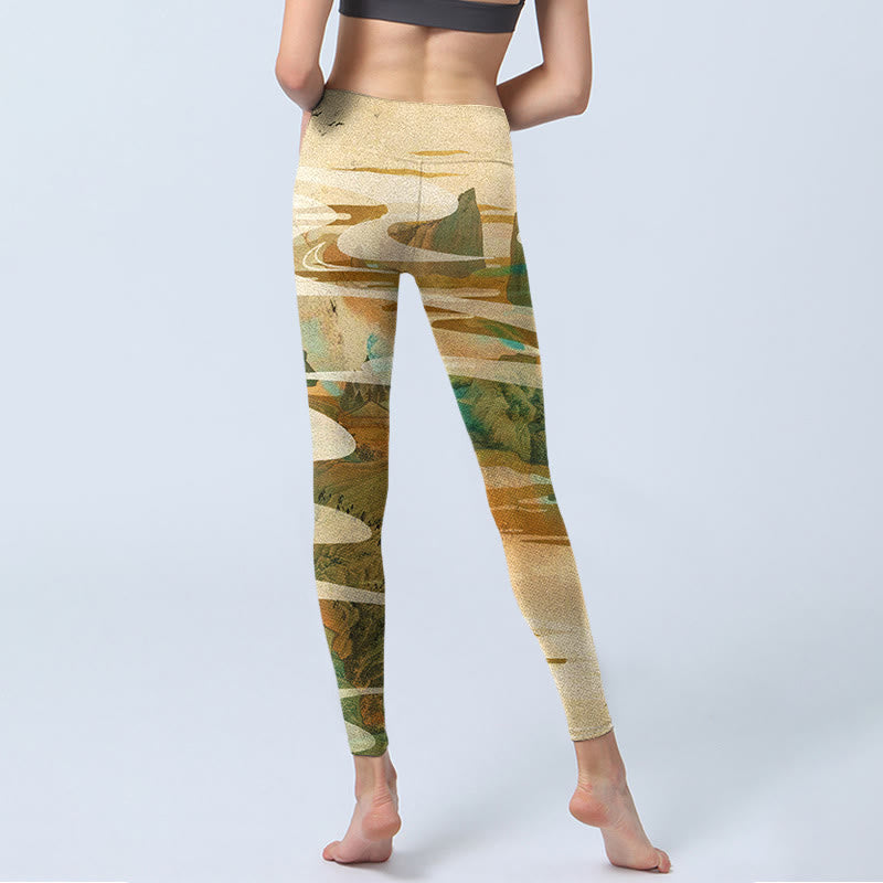 Buddha Stones Góry Chmury Mgła Drukuj Fitness Legginsy Damskie Spodnie do Jogi - image 7