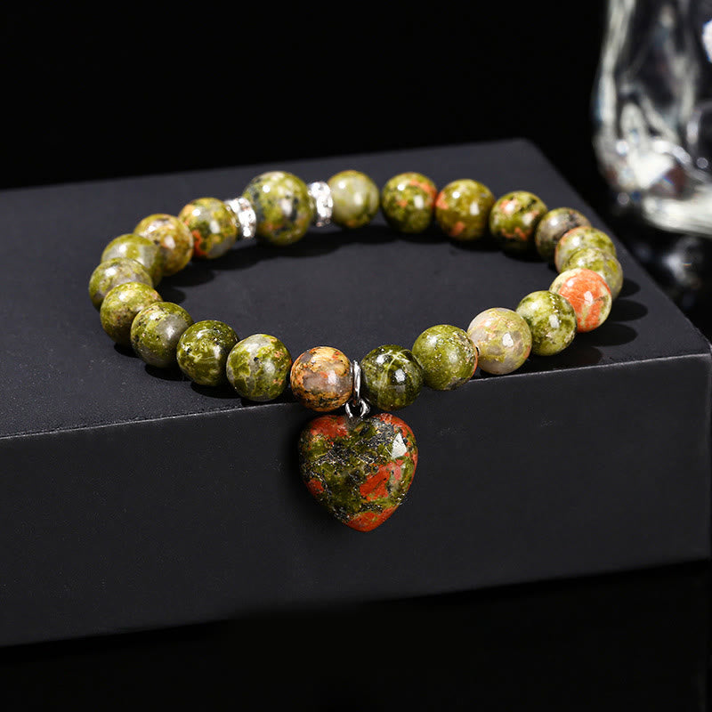 Różnorodne kryształowe Buddha Stones z zielonym awenturynem, bransoletka Love Heart Balance