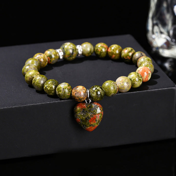 Różnorodne kryształowe Buddha Stones z zielonym awenturynem, bransoletka Love Heart Balance