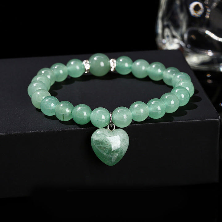 Różnorodne kryształowe Buddha Stones z zielonym awenturynem, bransoletka Love Heart Balance