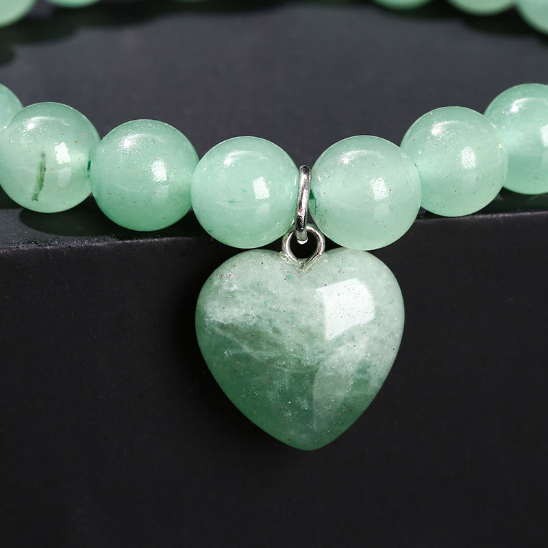 Różnorodne kryształowe Buddha Stones z zielonym awenturynem, bransoletka Love Heart Balance