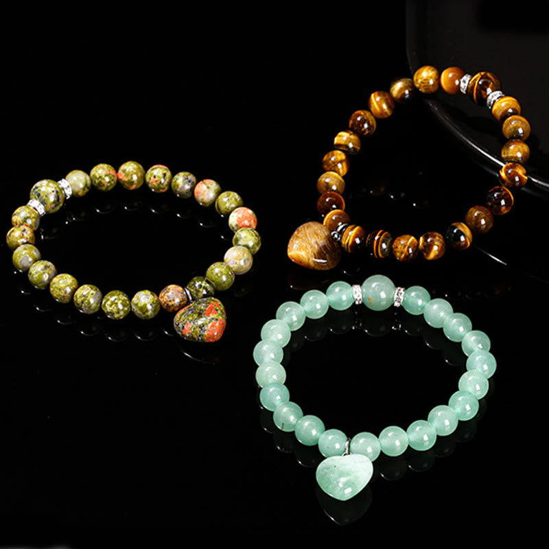 Różnorodne kryształowe Buddha Stones z zielonym awenturynem, bransoletka Love Heart Balance