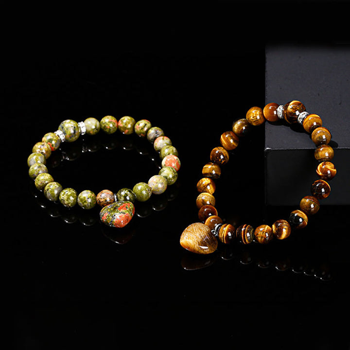 Różnorodne kryształowe Buddha Stones z zielonym awenturynem, bransoletka Love Heart Balance
