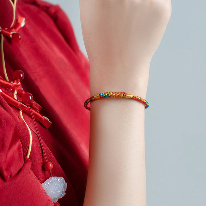 Bransoletka ochronna z wielokolorowym czerwonym sznurkiem Buddha Stones ze srebra próby 925 ze sprzączką - image 4