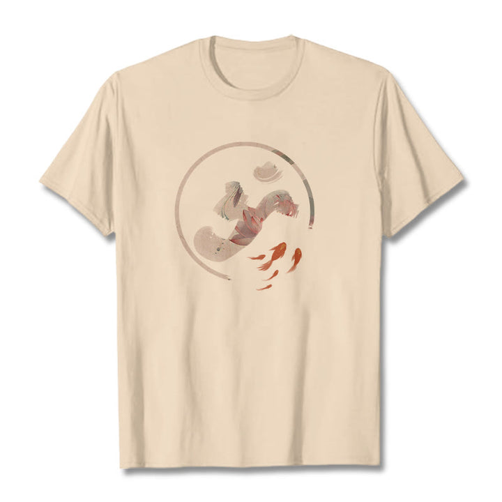 Koszulka z bawełny Buddha Stones OM Lotus Koi Fish - For - 2XL - image 9