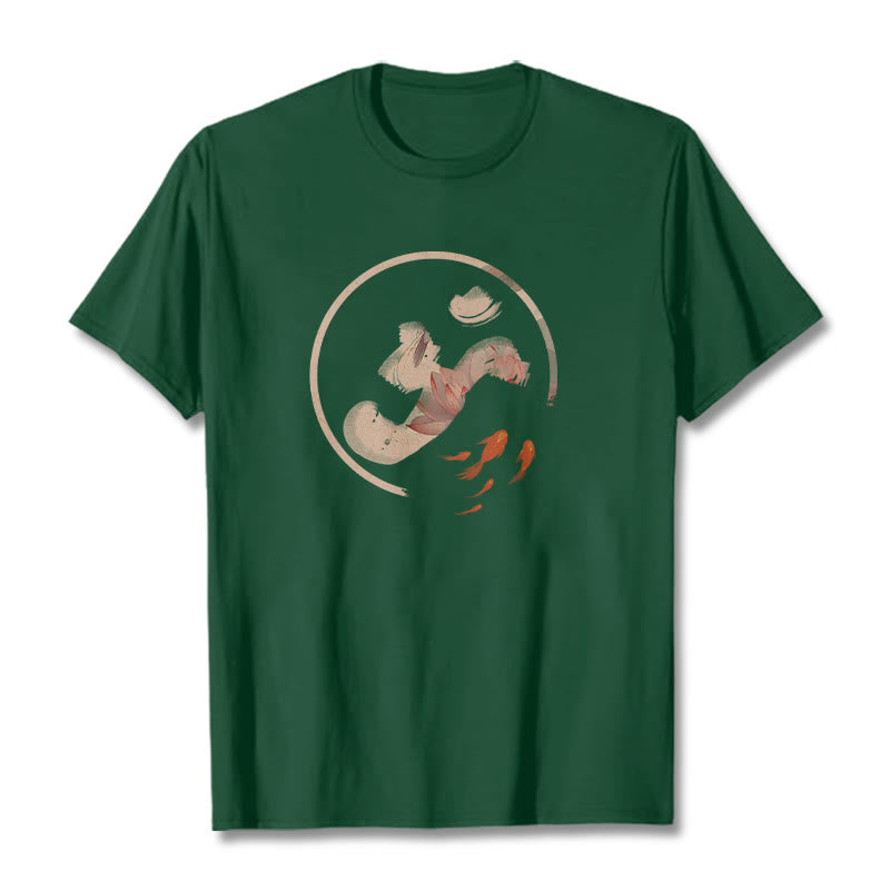 Koszulka z bawełny Buddha Stones OM Lotus Koi Fish - ForestGreen - 2XL - image 11