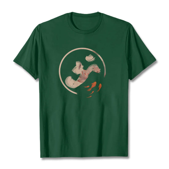 Koszulka z bawełny Buddha Stones OM Lotus Koi Fish - ForestGreen - 2XL - image 11