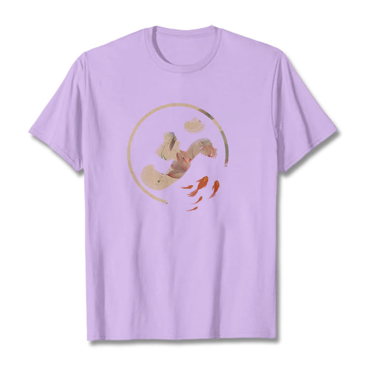 Koszulka z bawełny Buddha Stones OM Lotus Koi Fish - Śliwka - 2XL - image 17