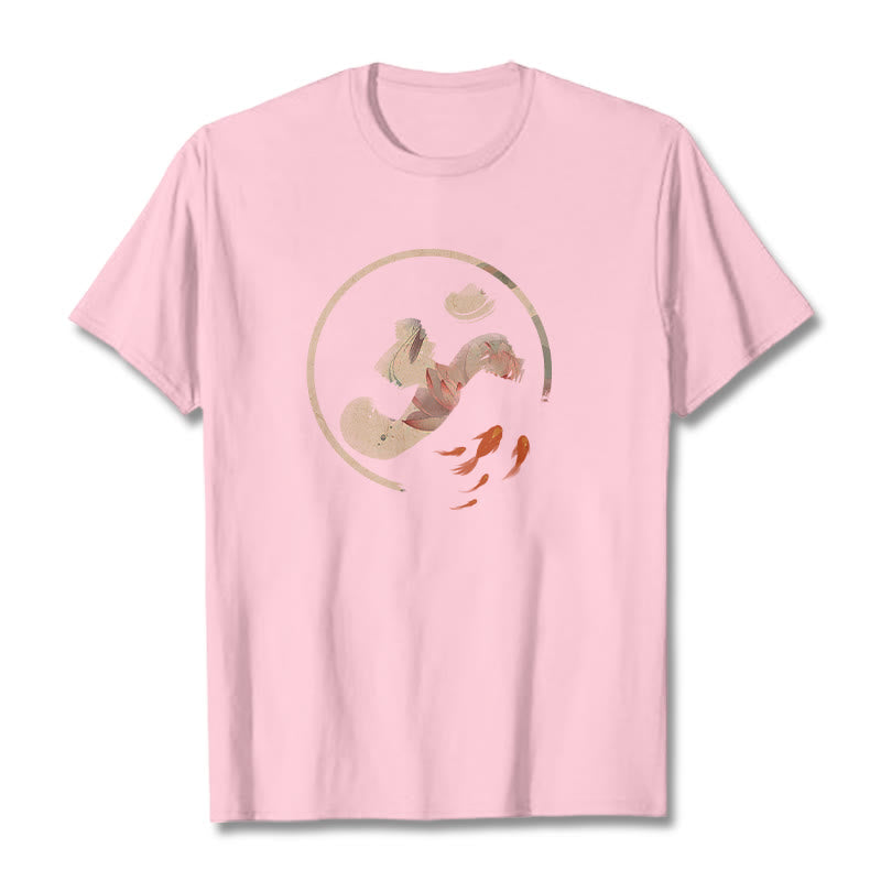 Koszulka z bawełny Buddha Stones OM Lotus Koi Fish - Jasnoróżowy - 2XL - image 13