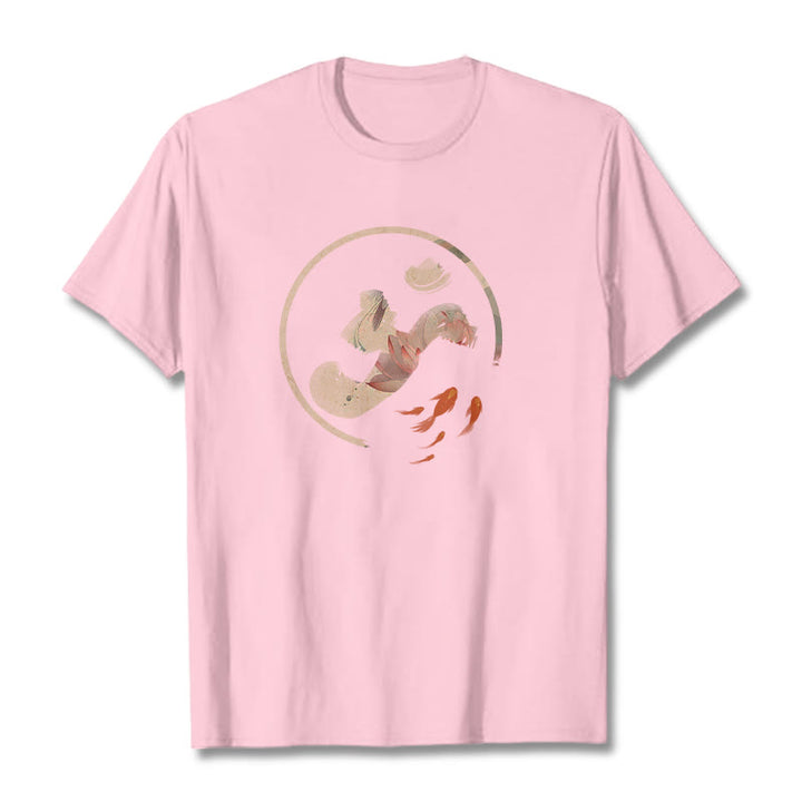Koszulka z bawełny Buddha Stones OM Lotus Koi Fish - Jasnoróżowy - 2XL - image 13