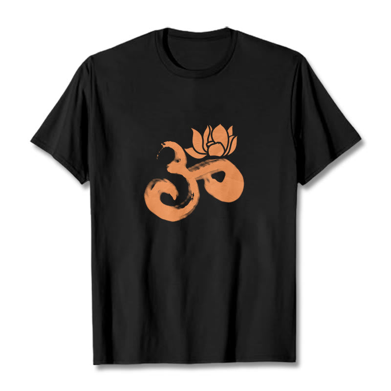 Koszulka z bawełny Buddha Stones OM Lotus Flower - Czarny - 2XL - image 7