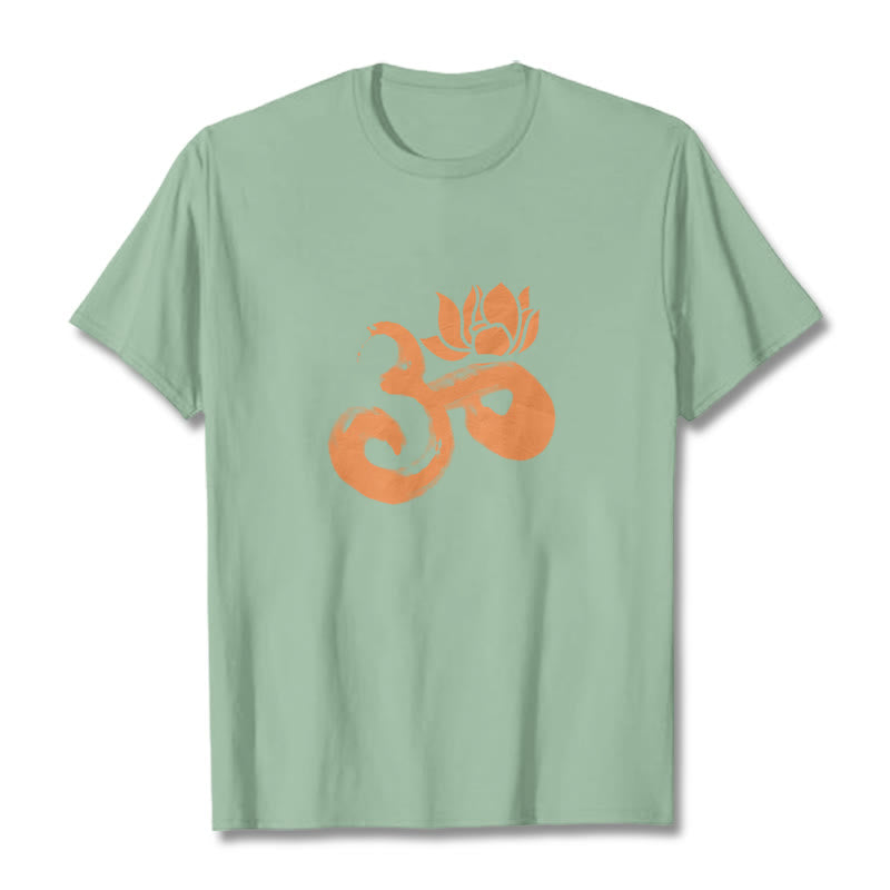 Koszulka z bawełny Buddha Stones OM Lotus Flower - PaleGreen - 2XL - image 14