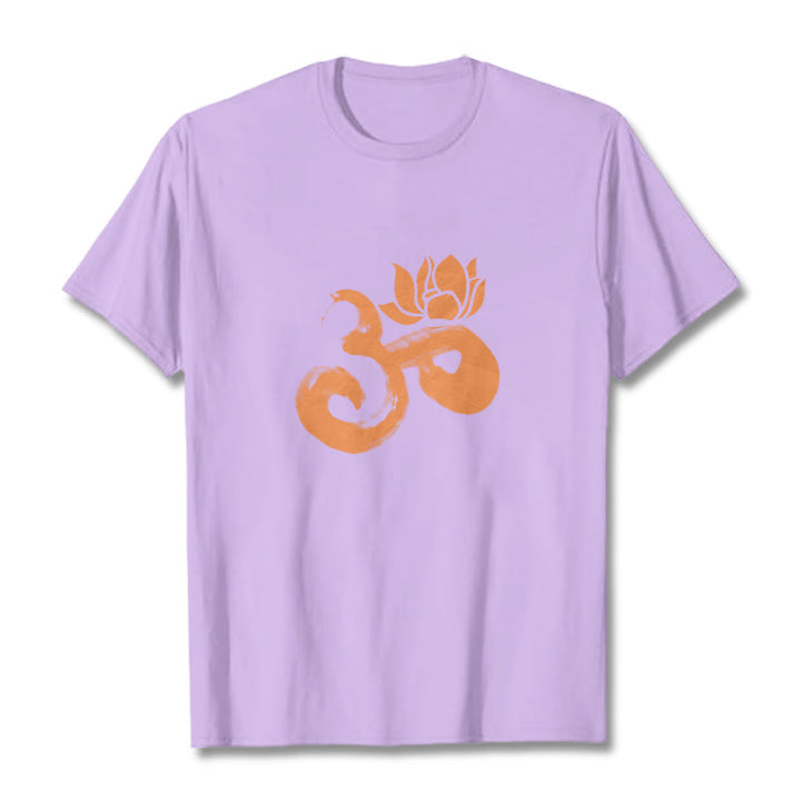 Koszulka z bawełny Buddha Stones OM Lotus Flower - Śliwka - 2XL - image 17