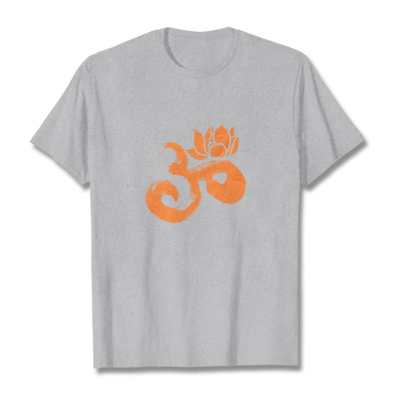 Koszulka z bawełny Buddha Stones OM Lotus Flower - Jasnoszary - 2XL - image 20