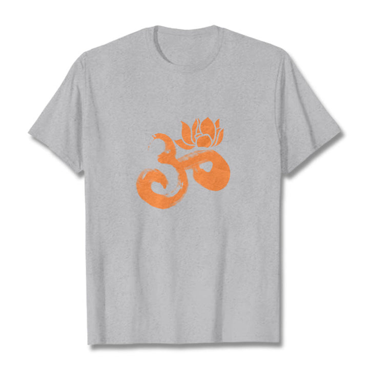 Koszulka z bawełny Buddha Stones OM Lotus Flower - Jasnoszary - 2XL - image 20