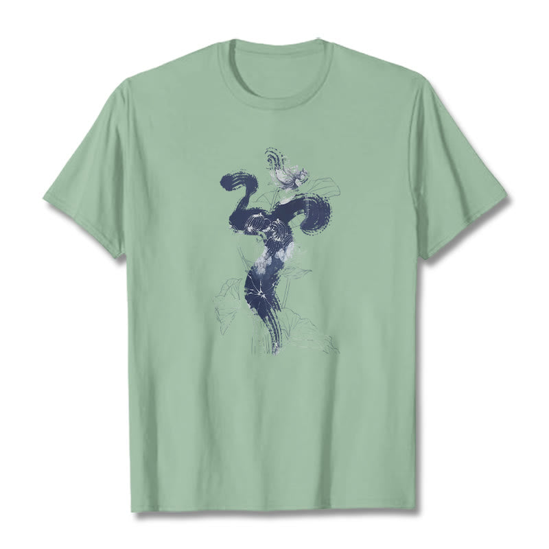 Buddha Stones OM Kwiat Lotosu Tło Bawełniana Koszulka T-shirt - PaleGreen - 2XL - image 17