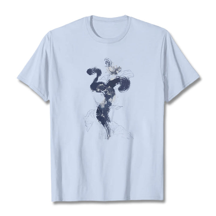 Buddha Stones OM Kwiat Lotosu Tło Bawełniana Koszulka T-shirt - Jasnoniebieski - 2XL - image 19