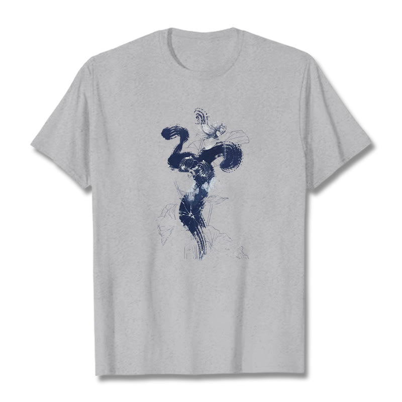 Buddha Stones OM Kwiat Lotosu Tło Bawełniana Koszulka T-shirt - Jasnoszary - 2XL - image 19