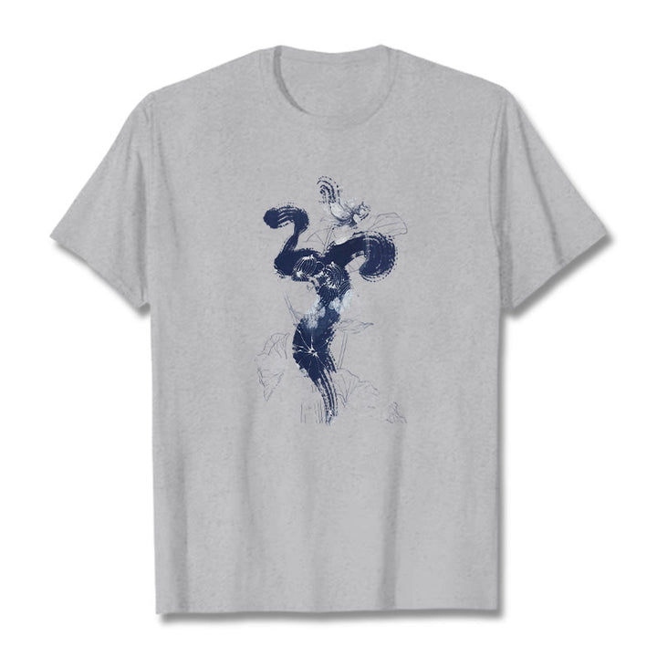 Buddha Stones OM Kwiat Lotosu Tło Bawełniana Koszulka T-shirt - Jasnoszary - 2XL - image 19
