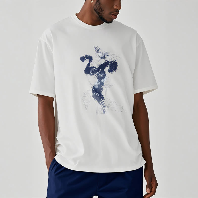 Buddha Stones OM Kwiat Lotosu Tło Bawełniana Koszulka T-shirt - image 2