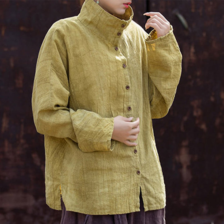 Buddha Stones Golf Farbowanie Ramie Bawełna Chiński Styl Kardigan Odzież - image 3