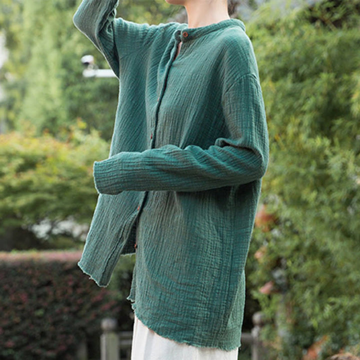 Buddha Stones Literackie Artystyczne Dwuwarstwowe Piaskowanie Bawełniane Lniane Ubrania - image 31