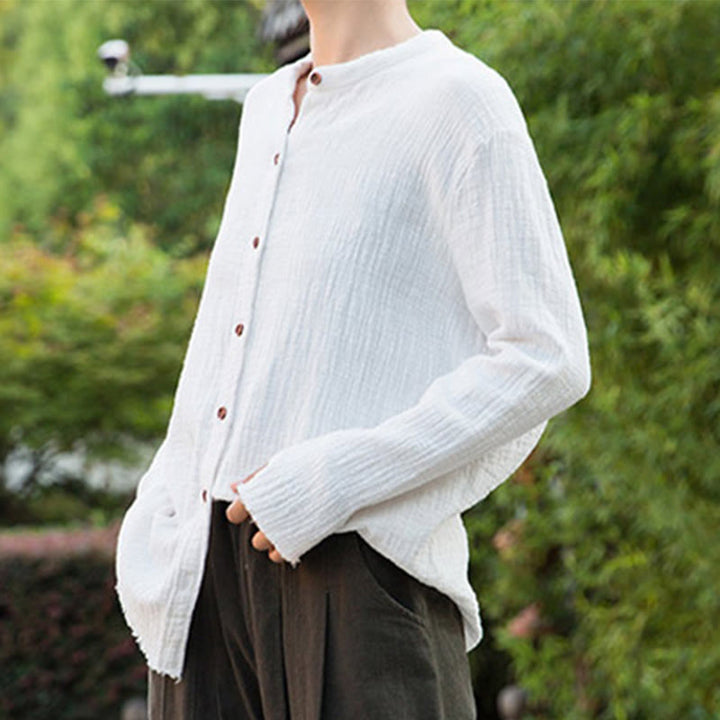 Buddha Stones Literackie Artystyczne Dwuwarstwowe Piaskowanie Bawełniane Lniane Ubrania - image 23