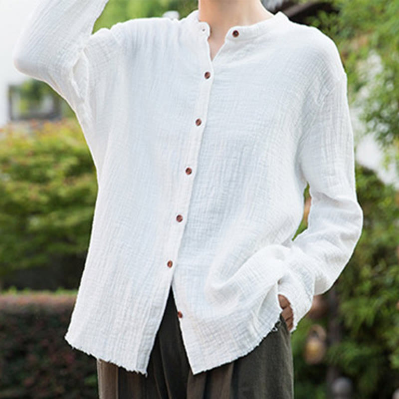 Buddha Stones Literackie Artystyczne Dwuwarstwowe Piaskowanie Bawełniane Lniane Ubrania - image 16