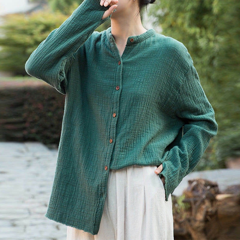 Buddha Stones Literackie Artystyczne Dwuwarstwowe Piaskowanie Bawełniane Lniane Ubrania - image 27