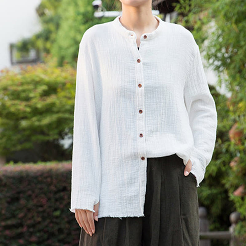 Buddha Stones Literackie Artystyczne Dwuwarstwowe Piaskowanie Bawełniane Lniane Ubrania - image 22