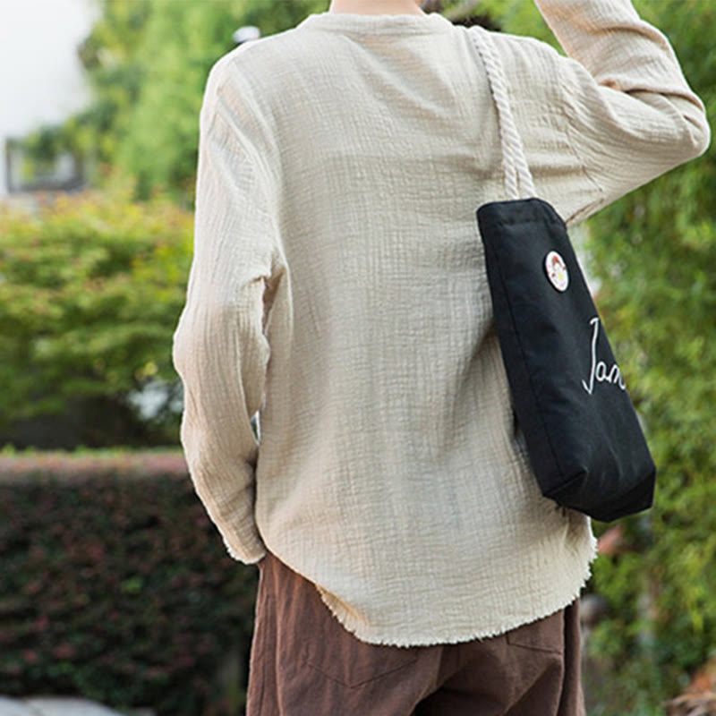 Buddha Stones Literackie Artystyczne Dwuwarstwowe Piaskowanie Bawełniane Lniane Ubrania - image 10