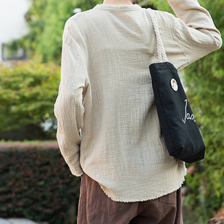 Buddha Stones Literackie Artystyczne Dwuwarstwowe Piaskowanie Bawełniane Lniane Ubrania - image 10