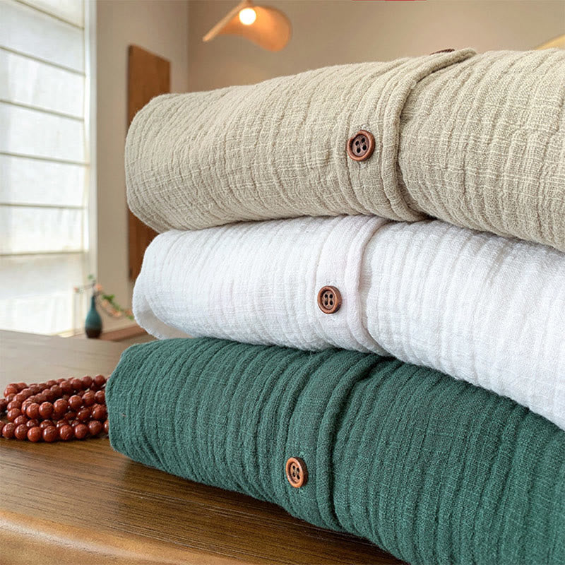 Buddha Stones Literackie Artystyczne Dwuwarstwowe Piaskowanie Bawełniane Lniane Ubrania - image 38