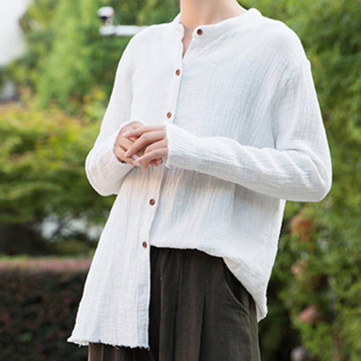 Buddha Stones Literackie Artystyczne Dwuwarstwowe Piaskowanie Bawełniane Lniane Ubrania - image 20