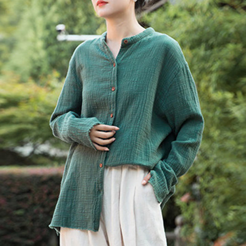 Buddha Stones Literackie Artystyczne Dwuwarstwowe Piaskowanie Bawełniane Lniane Ubrania - image 33