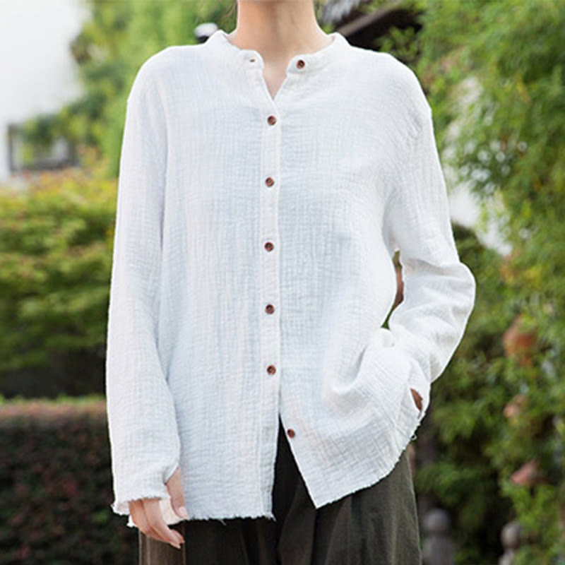 Buddha Stones Literackie Artystyczne Dwuwarstwowe Piaskowanie Bawełniane Lniane Ubrania - image 21