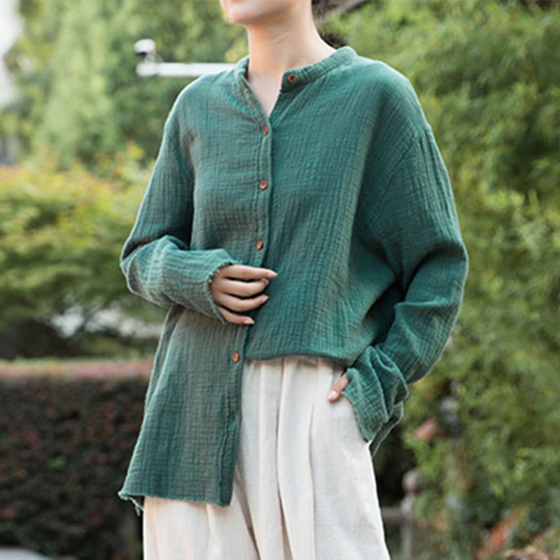 Buddha Stones Literackie Artystyczne Dwuwarstwowe Piaskowanie Bawełniane Lniane Ubrania - image 30