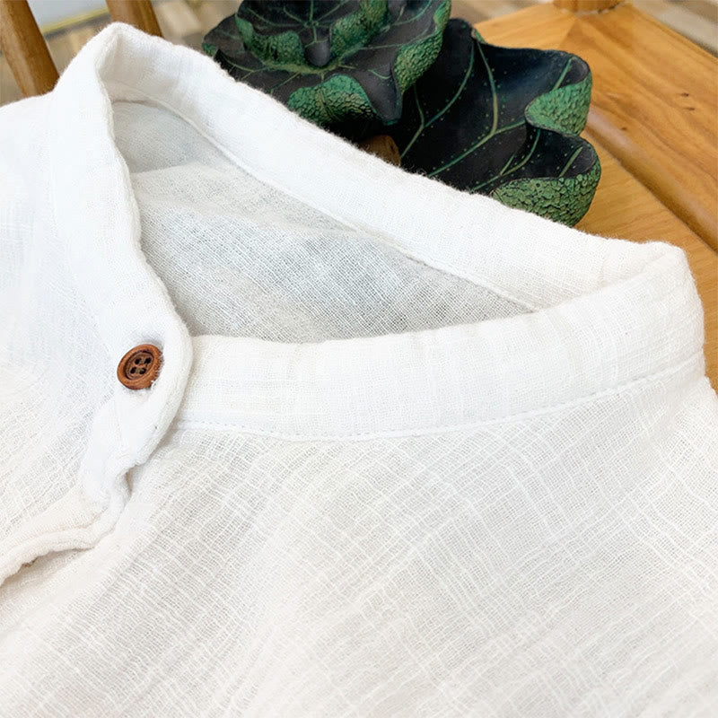 Buddha Stones Literackie Artystyczne Dwuwarstwowe Piaskowanie Bawełniane Lniane Ubrania - image 12